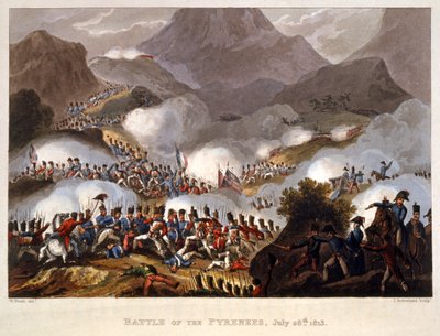Batalla de los Pirineos, 28 de julio de 1813, pub. Londres 1815 de William Heath
