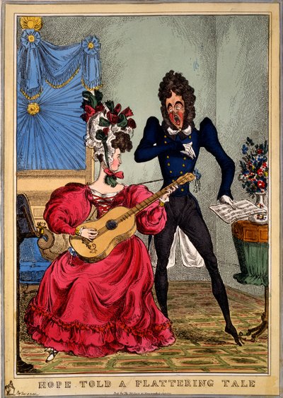 La esperanza contó un cuento halagador, 1827 (grabado coloreado a mano) de William Heath