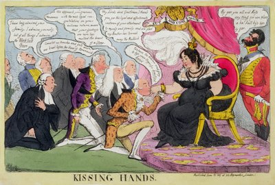 Besando manos, publicado en 1827 de William Heath