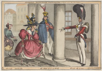 Valentía militar moderna - Un boceto cerca del Nuevo Palacio Mantente afuera - Oh querido, está tan sucio, c.1829 de William Heath