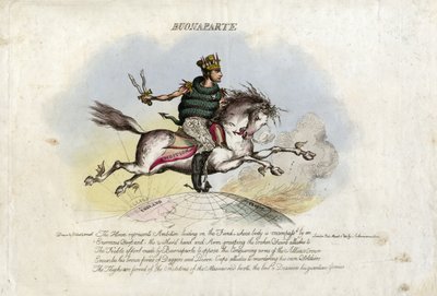 Napoleón galopa sobre Ambition, un caballo con alas en los pies sobre el mundo de William Heath