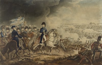 El Duque de Wellington y los Oficiales Más Distinguidos en la Batalla de Waterloo, 18 de junio de 1815, aguafuerte de W.T. Fry y T. Sutherland, publicado por J. Jenkins, Londres, 18 de junio de 1817 de William Heath
