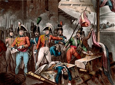 El Duque de Wellington en la toma de Ciudad Rodrigo, España, Guerra Peninsular, 1812 c. 1818 de William Heath