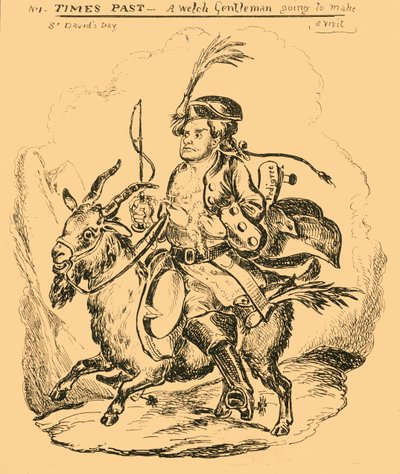Tiempos pasados - Un caballero galés yendo a hacer una visita, 1830 de William Heath