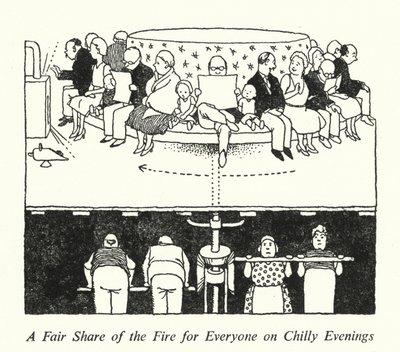 Una Parte Justa del Fuego para Todos en Noches Frías de William Heath Robinson