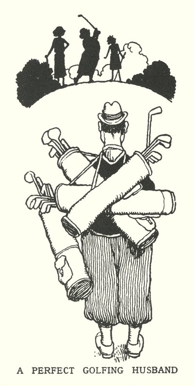 Un esposo perfecto para el golf (litografía) de William Heath Robinson