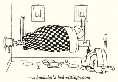 El Cuarto de Estar y Dormitorio de un Soltero de William Heath Robinson