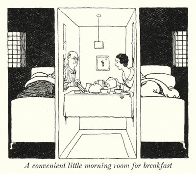 Una pequeña sala de desayuno conveniente de William Heath Robinson