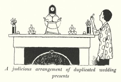 Una disposición juiciosa de regalos de boda duplicados de William Heath Robinson