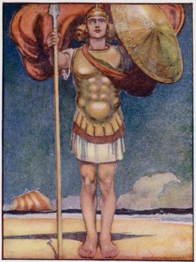 Aquiles, el más veloz y valiente de todos los héroes griegos de William Heath Robinson
