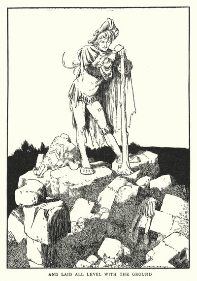 Y niveló todo con el suelo (litografía) de William Heath Robinson