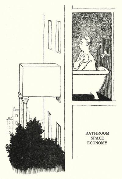 Economía de Espacio en el Baño de William Heath Robinson