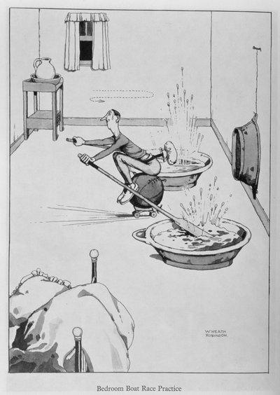 Práctica de carrera de botes en el dormitorio, ilustración de 