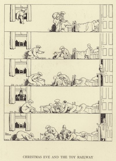 Nochebuena y el tren de juguete de William Heath Robinson