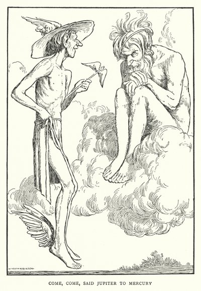Vamos, vamos, dijo Júpiter a Mercurio de William Heath Robinson