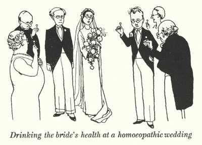Brindando por la salud de la novia en una boda homeopática de William Heath Robinson