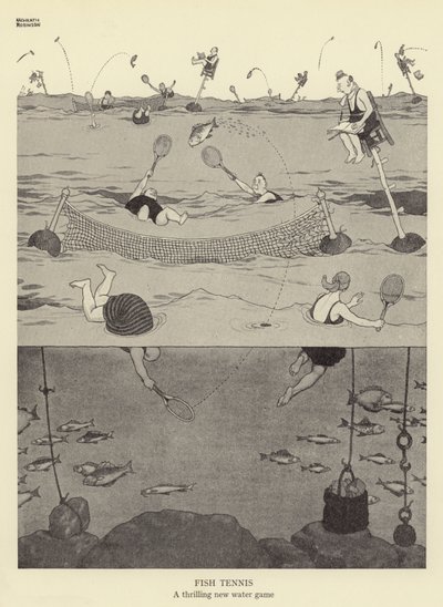 Tenis de peces, un emocionante nuevo juego acuático de William Heath Robinson