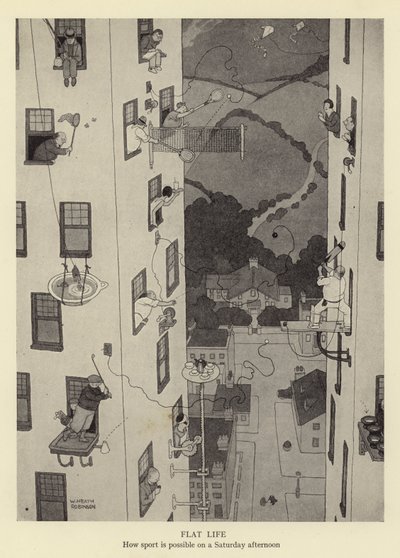 Vida en el Piso, cómo es posible el deporte un sábado por la tarde de William Heath Robinson