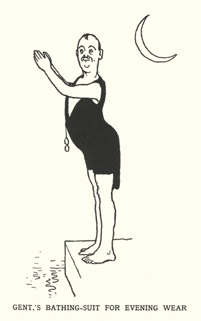 Traje de baño para caballero para usar en la noche de William Heath Robinson