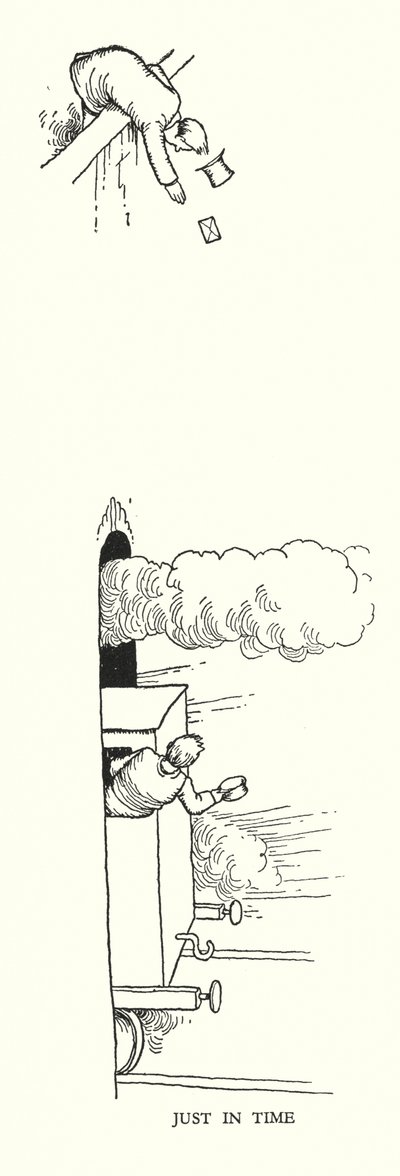 Ilustración para Railway Ribaldry de W Heath Robinson de William Heath Robinson