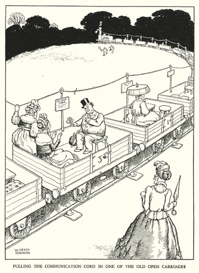 Ilustración para Railway Ribaldry de W Heath Robinson de William Heath Robinson