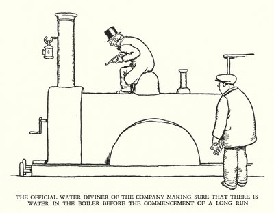 Ilustración para Railway Ribaldry de W Heath Robinson de William Heath Robinson