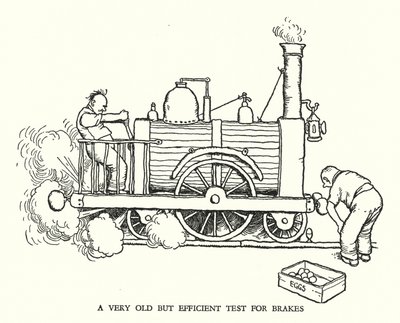 Ilustración para Railway Ribaldry de W Heath Robinson de William Heath Robinson