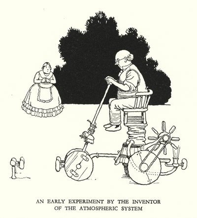 Ilustración para Railway Ribaldry de W Heath Robinson de William Heath Robinson