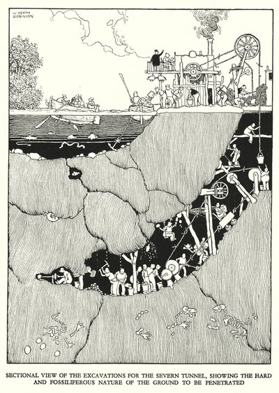 Ilustración para Railway Ribaldry de W Heath Robinson de William Heath Robinson