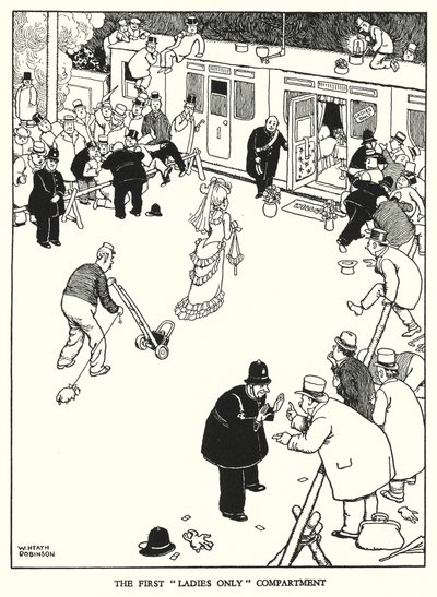 Ilustración para Railway Ribaldry de W Heath Robinson de William Heath Robinson