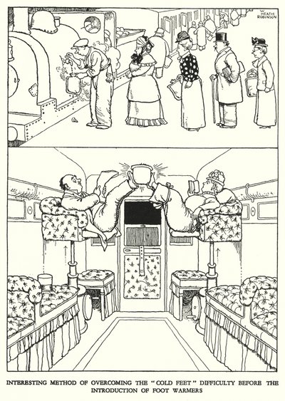 Ilustración para Railway Ribaldry de W Heath Robinson de William Heath Robinson