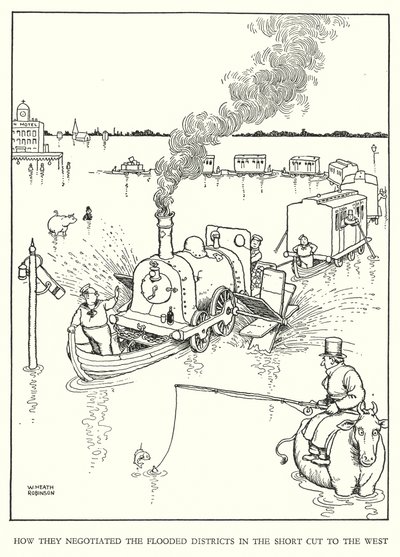 Ilustración para Railway Ribaldry de William Heath Robinson