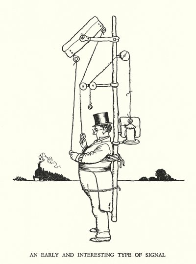 Ilustración para Railway Ribaldry de W Heath Robinson de William Heath Robinson