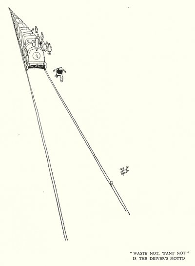 Ilustración para Railway Ribaldry de W Heath Robinson de William Heath Robinson