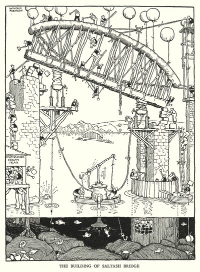 Ilustración para Railway Ribaldry de W Heath Robinson de William Heath Robinson