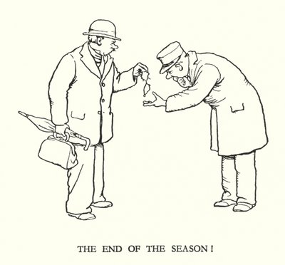 Ilustración para Railway Ribaldry de W Heath Robinson de William Heath Robinson