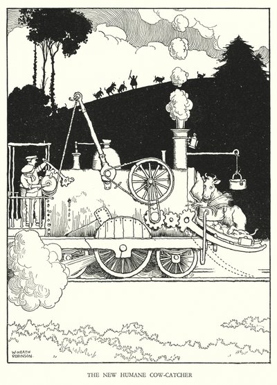 Ilustración para Railway Ribaldry de W Heath Robinson de William Heath Robinson