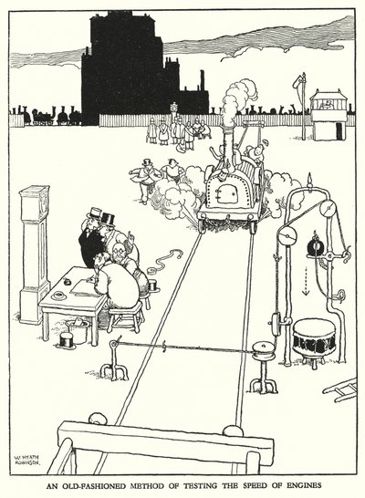 Ilustración para Railway Ribaldry de W Heath Robinson de William Heath Robinson