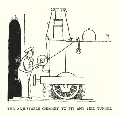 Ilustración para Railway Ribaldry de W Heath Robinson de William Heath Robinson