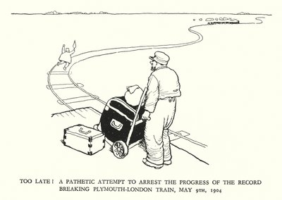 Ilustración para Railway Ribaldry de W Heath Robinson de William Heath Robinson