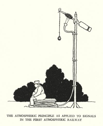Ilustración para Railway Ribaldry de W Heath Robinson de William Heath Robinson