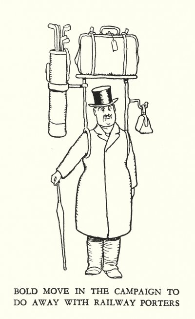 Ilustración para Railway Ribaldry de William Heath Robinson