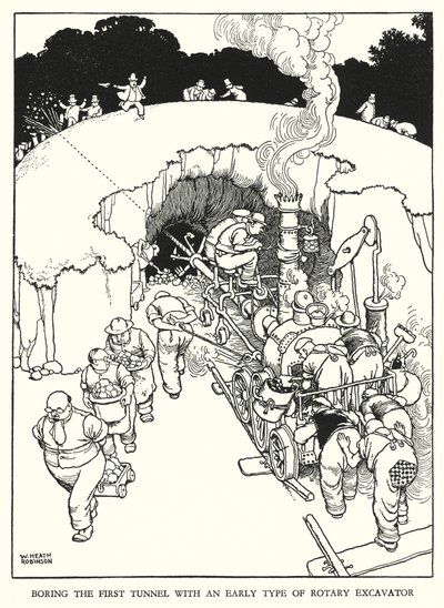Ilustración para Railway Ribaldry de William Heath Robinson