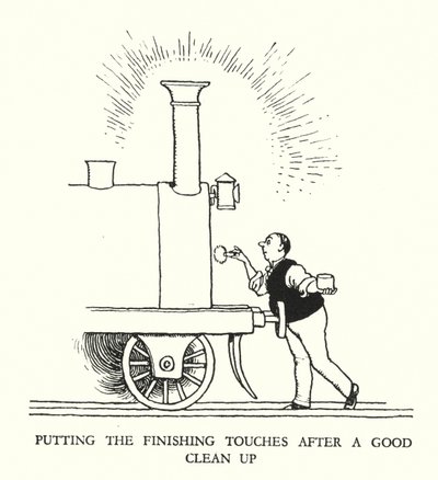 Ilustración para Railway Ribaldry de W Heath Robinson de William Heath Robinson