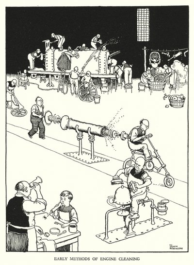 Ilustración para Railway Ribaldry de W Heath Robinson de William Heath Robinson