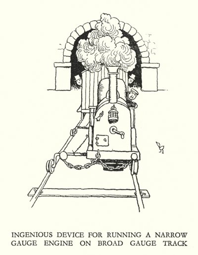Ilustración para Railway Ribaldry de W Heath Robinson de William Heath Robinson