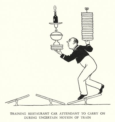 Ilustración para Railway Ribaldry de W Heath Robinson de William Heath Robinson