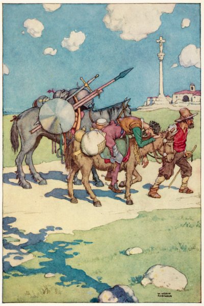 Ilustración para Las Aventuras de Don Quijote de William Heath Robinson