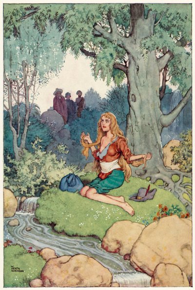 Ilustración para Las Aventuras de Don Quijote (litografía en color) de William Heath Robinson