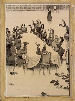 Inspeccionando medias en Nochebuena de William Heath Robinson